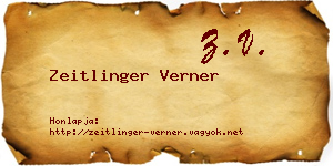 Zeitlinger Verner névjegykártya